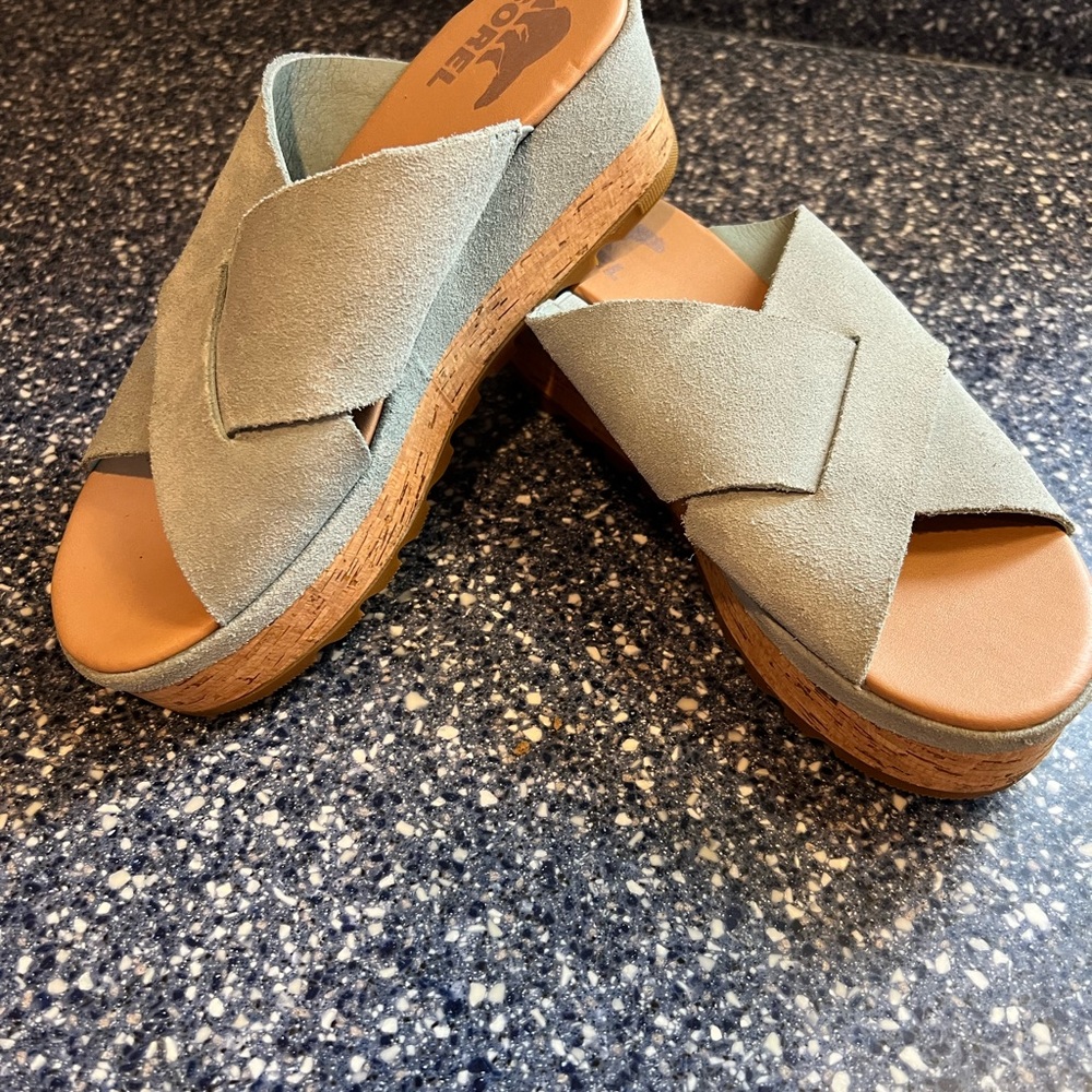 Sorrel Blue Suede Women’s Platform Wedge Shoes